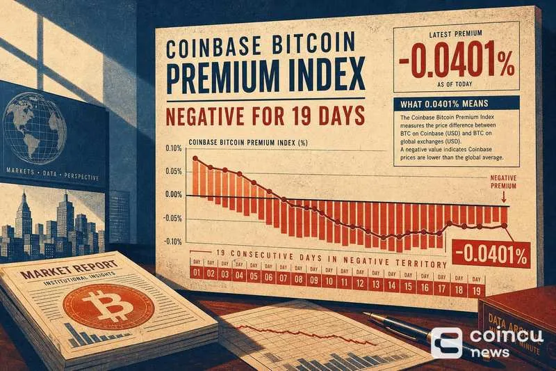 Coinbase’s Bitcoin Premium Index Registers 19 Straight Days Below Zero, Indicating Slower US Demand